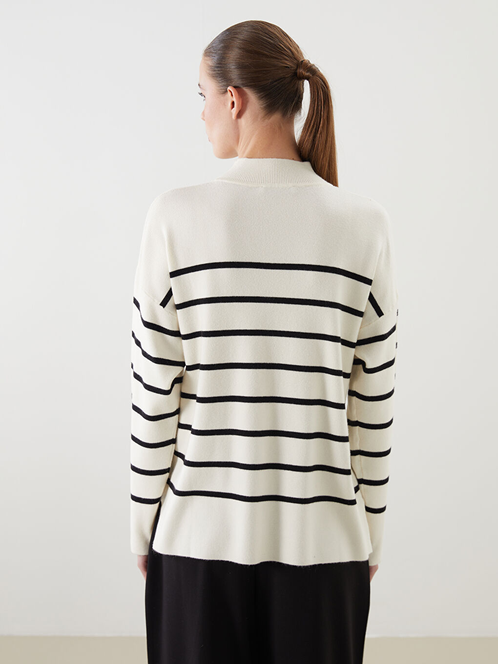 Half Turtleneck Striped Women's Knitwear Sweater-3