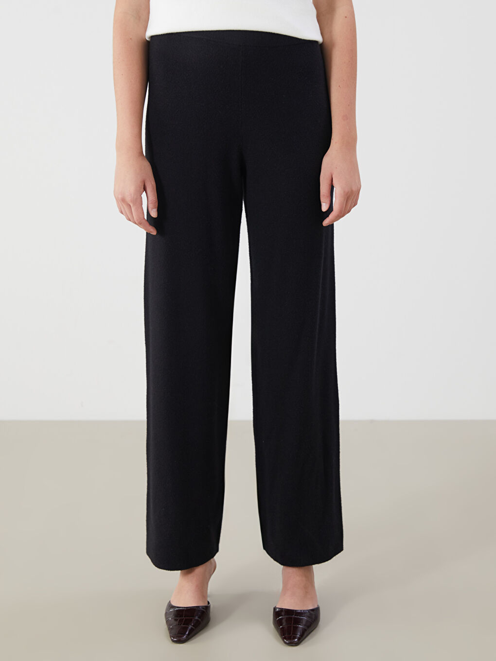 Elasticated Waist Women's Knitwear Trousers-1
