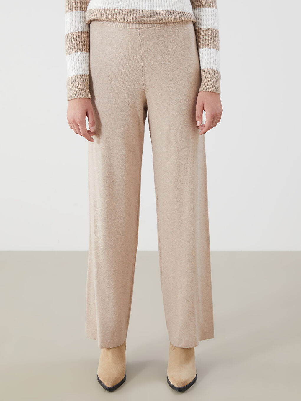 Elasticated Waist Women's Knitwear Trousers-1