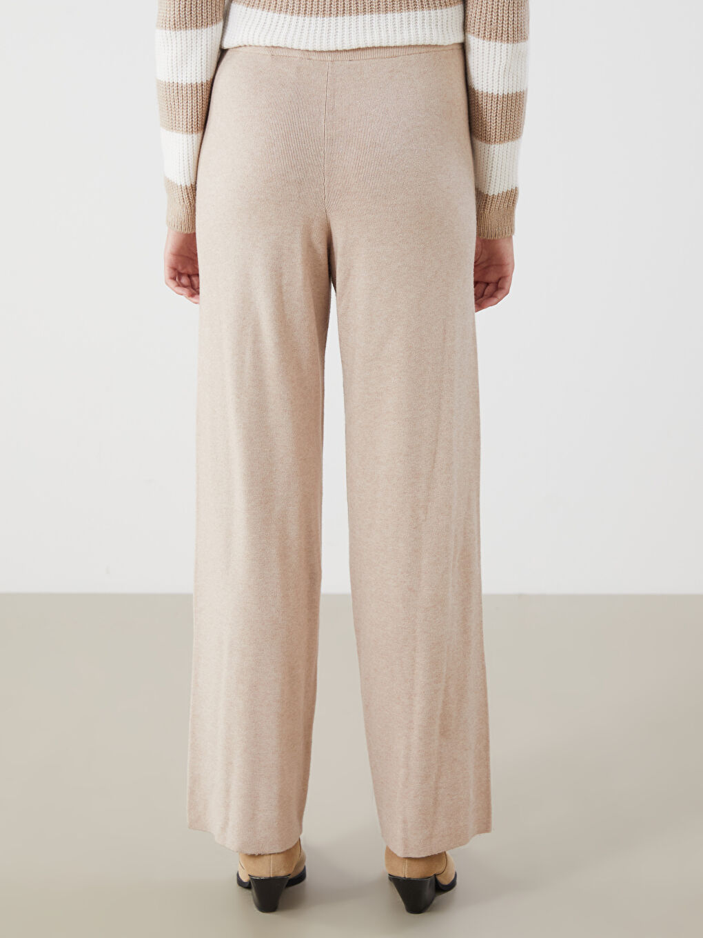 Elasticated Waist Women's Knitwear Trousers-3