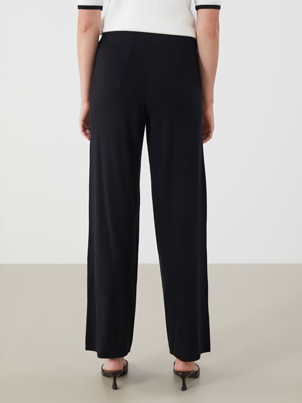 Elasticated Waist Women's Knitwear Trousers-3
