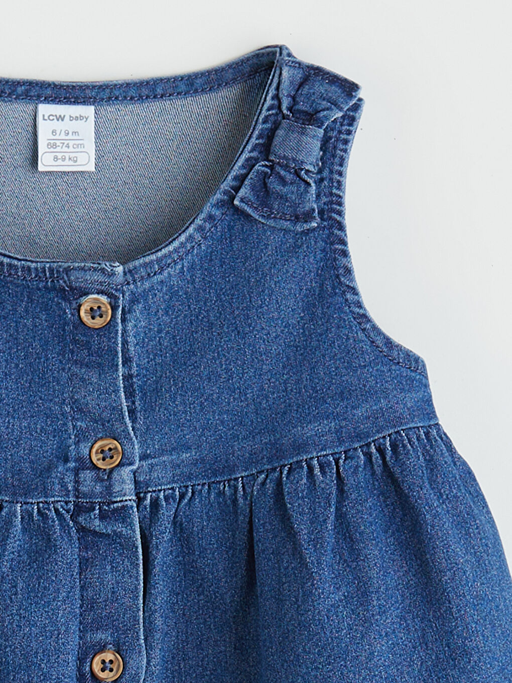 Crew Neck Baby Girl Jean Dress-1