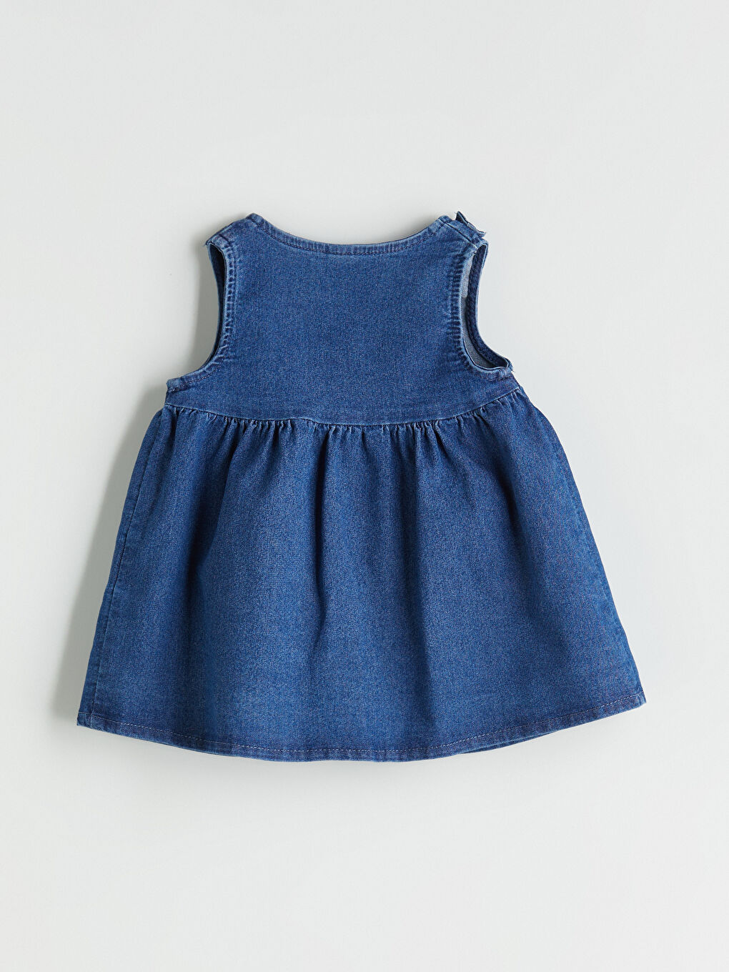 Crew Neck Baby Girl Jean Dress-2