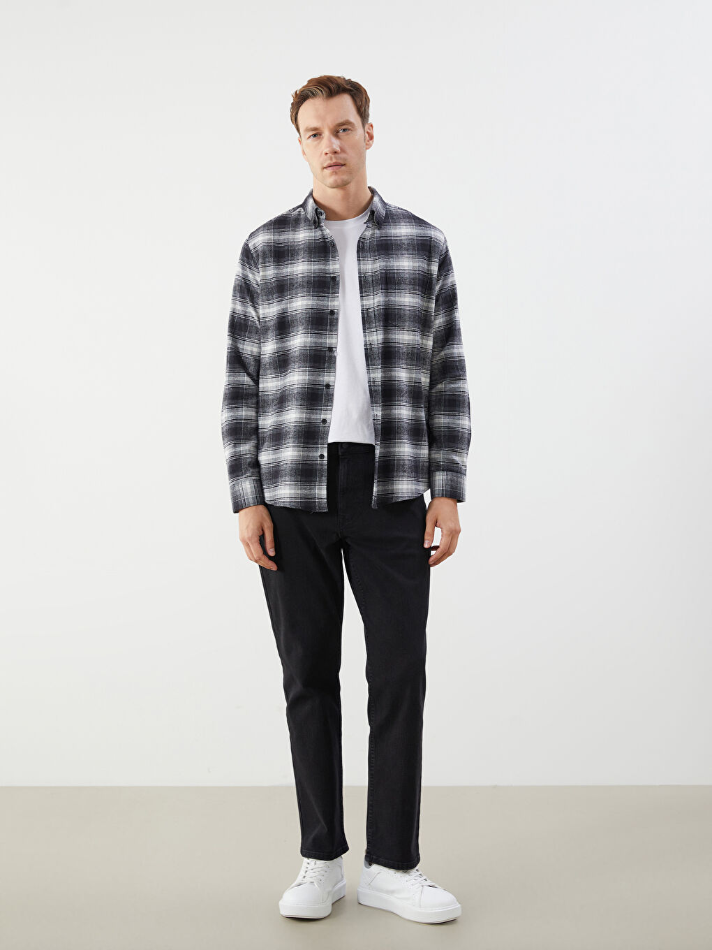 LCWAIKIKI Classic Regular Fit Long Sleeve Plaid Poplin Men's Shirt -W59651Z8-LKX