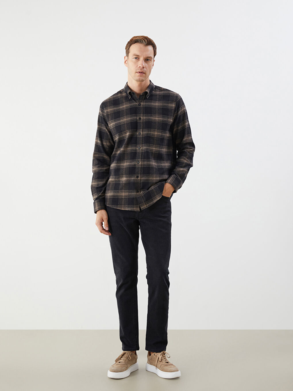 LCWAIKIKI Classic Regular Fit Long Sleeve Plaid Poplin Men's Shirt -W59651Z8-LLL