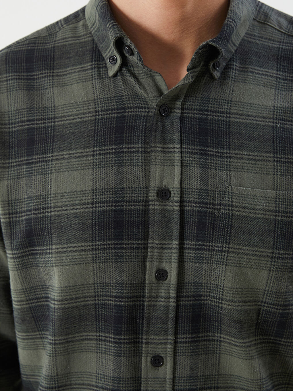 Regular Fit Long Sleeve Plaid Poplin Men's Shirt-4