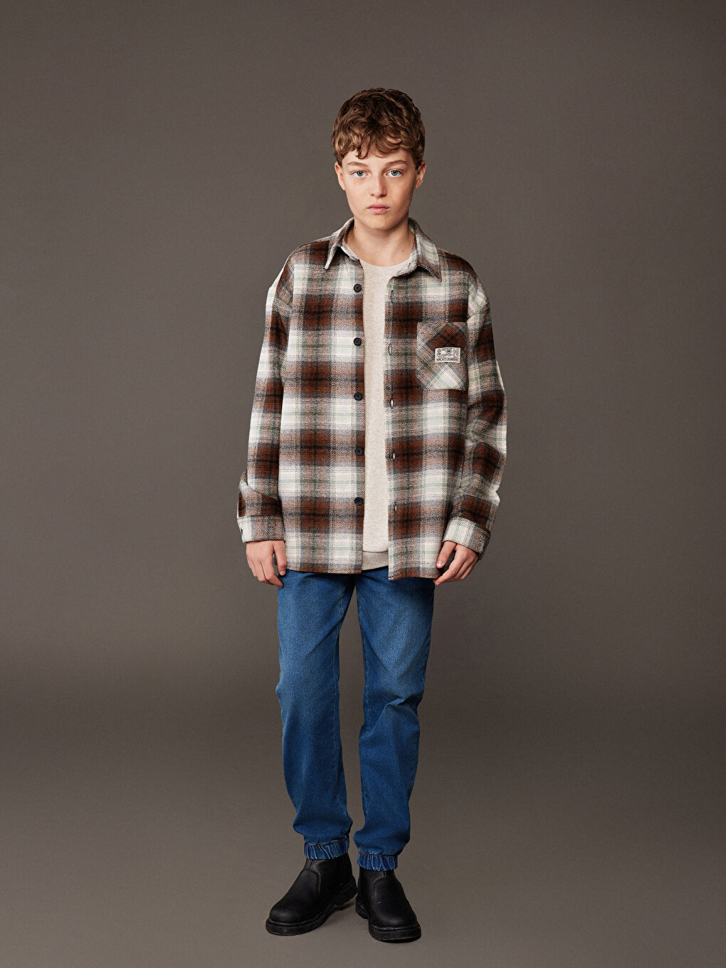 Long Sleeve Plaid Boys' Shirt-1