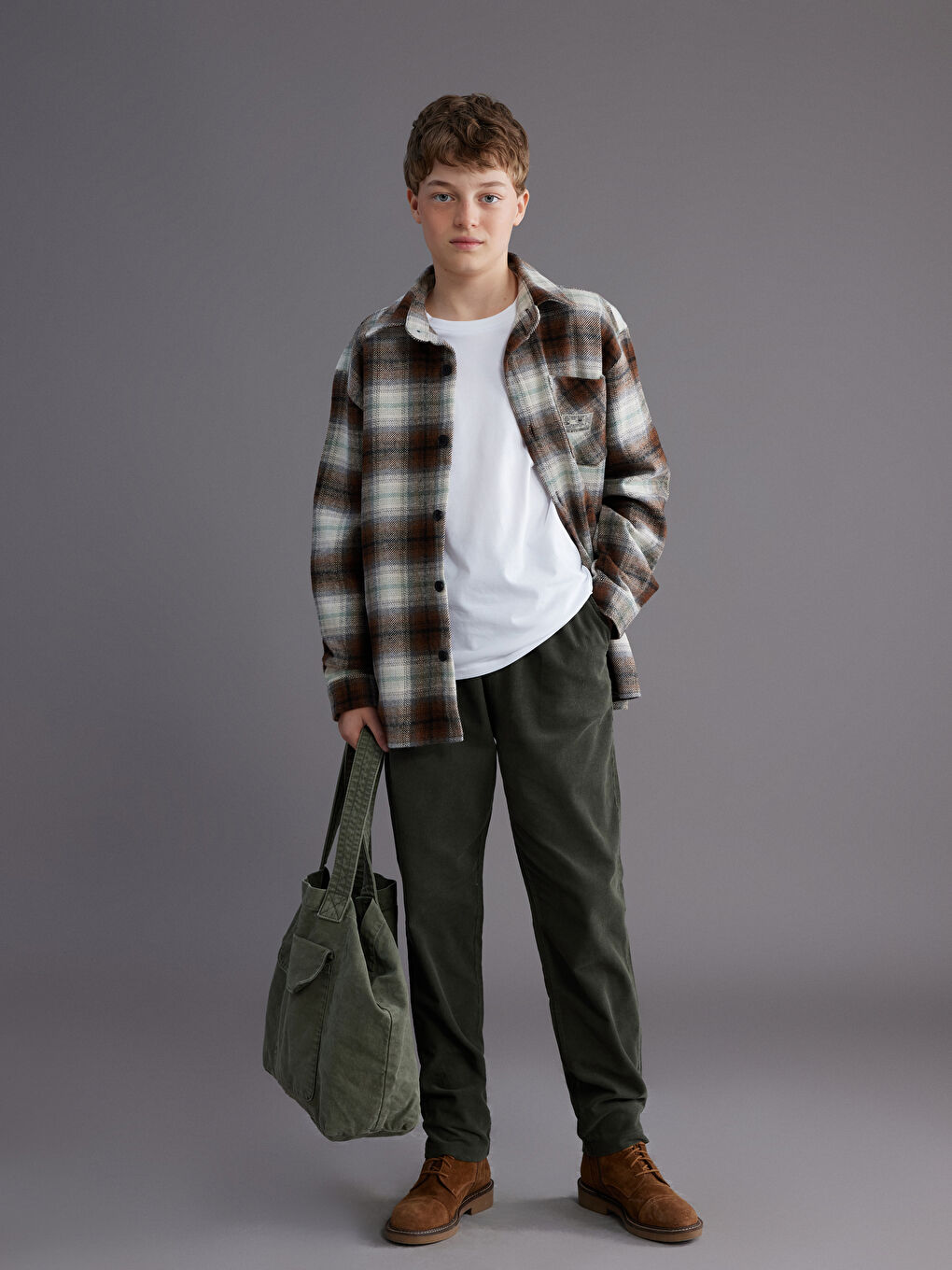 Long Sleeve Plaid Boys' Flannel Shirt-1