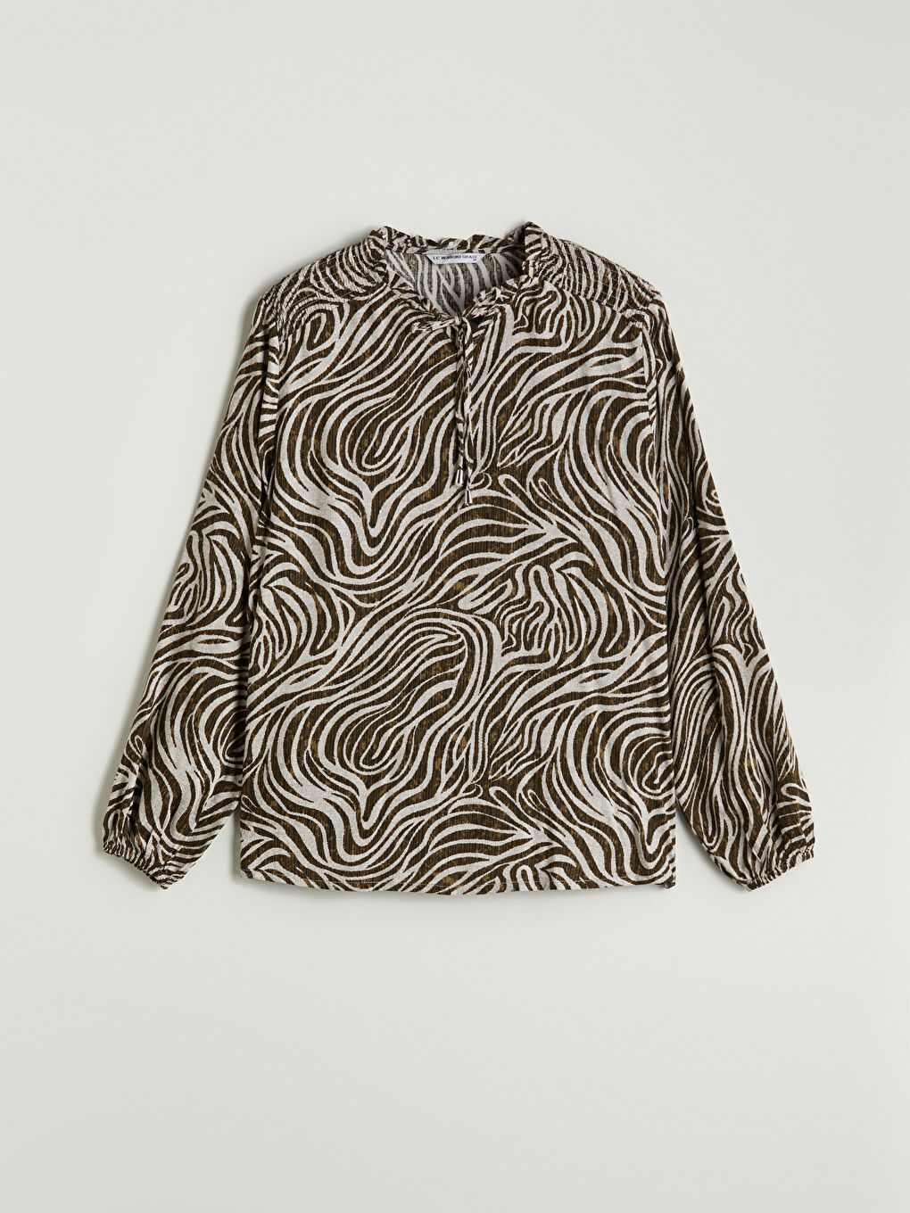 LCW Grace Tie Neck Patterned Blouse -W59659Z8-F9C