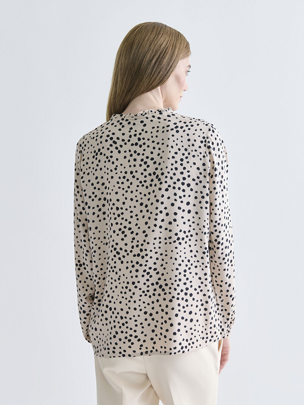 Tie Neck Polka Dot Blouse-3