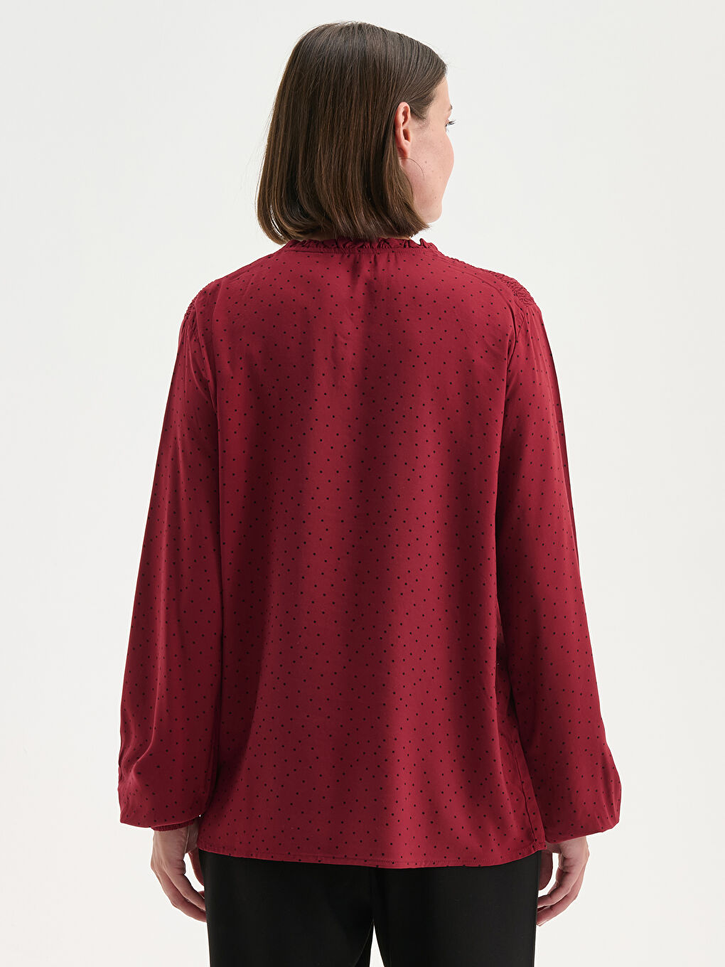 LCW Grace Tie Neck Patterned Blouse -W59659Z8-LQW
