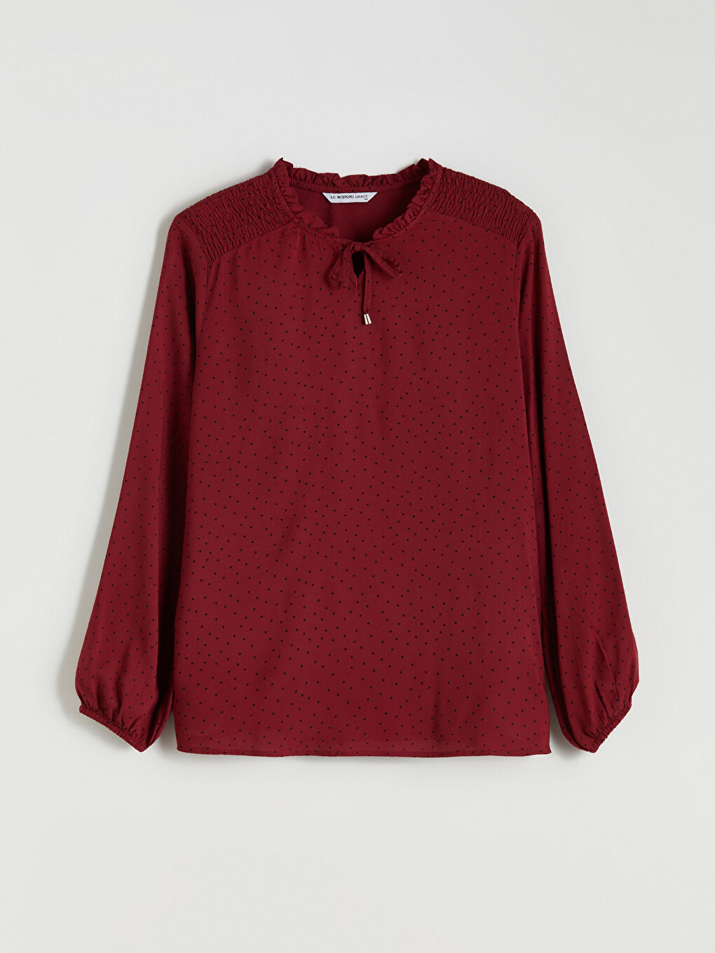 LCW Grace Tie Neck Patterned Blouse -W59659Z8-LQW