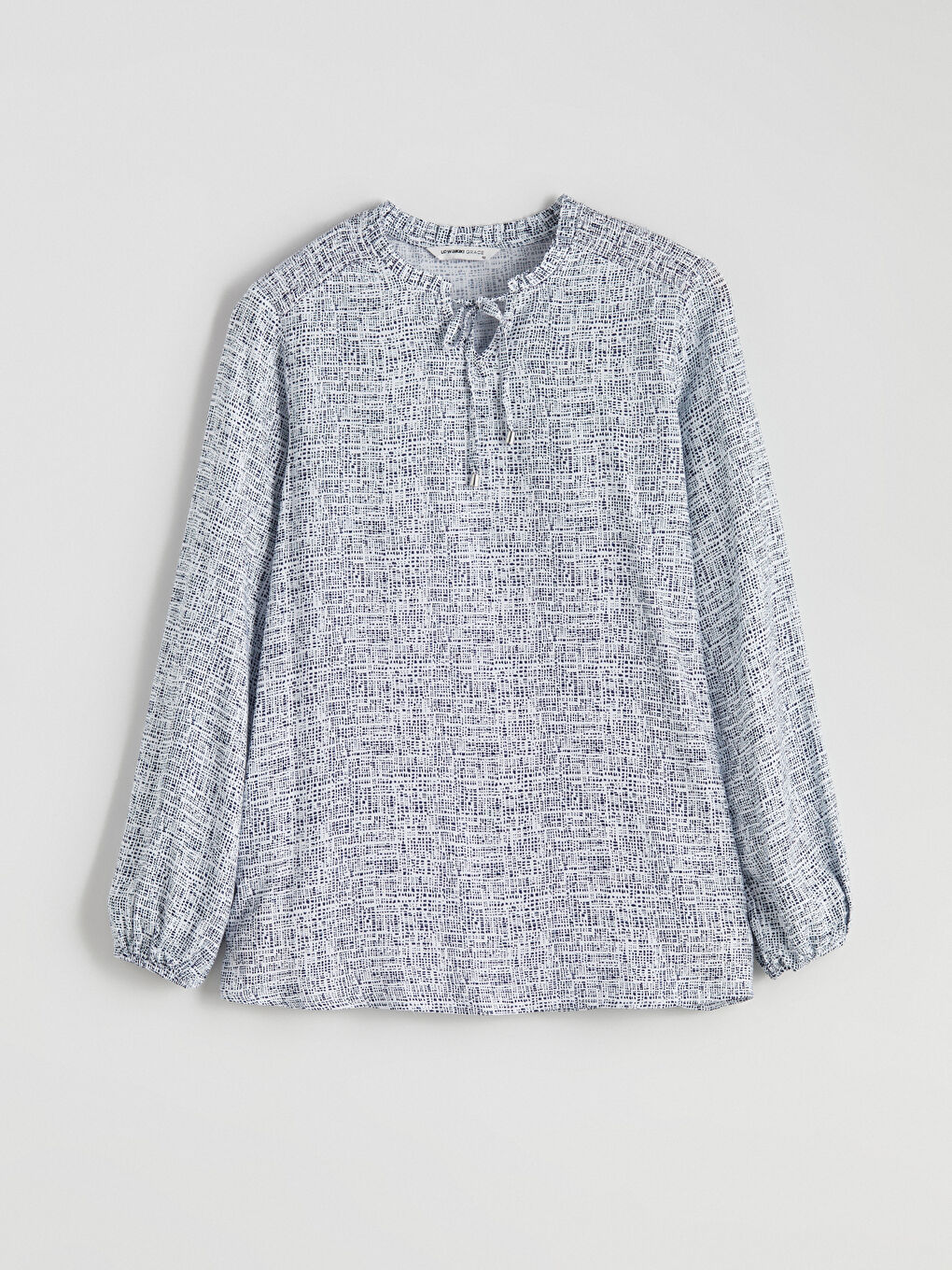 LCW Grace Tie Neck Patterned Blouse -W59659Z8-LRA