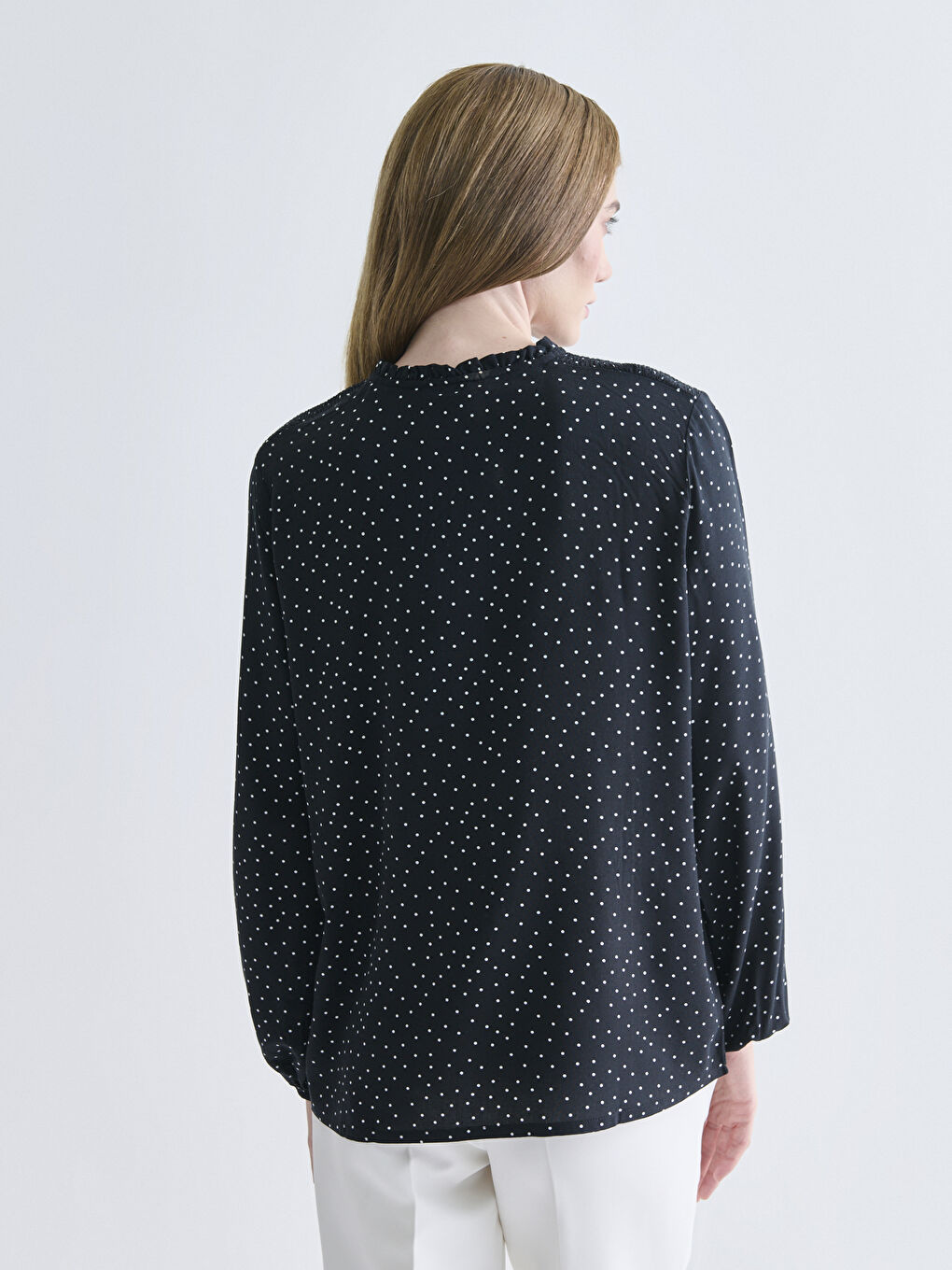 Tie Neck Polka Dot Blouse-3