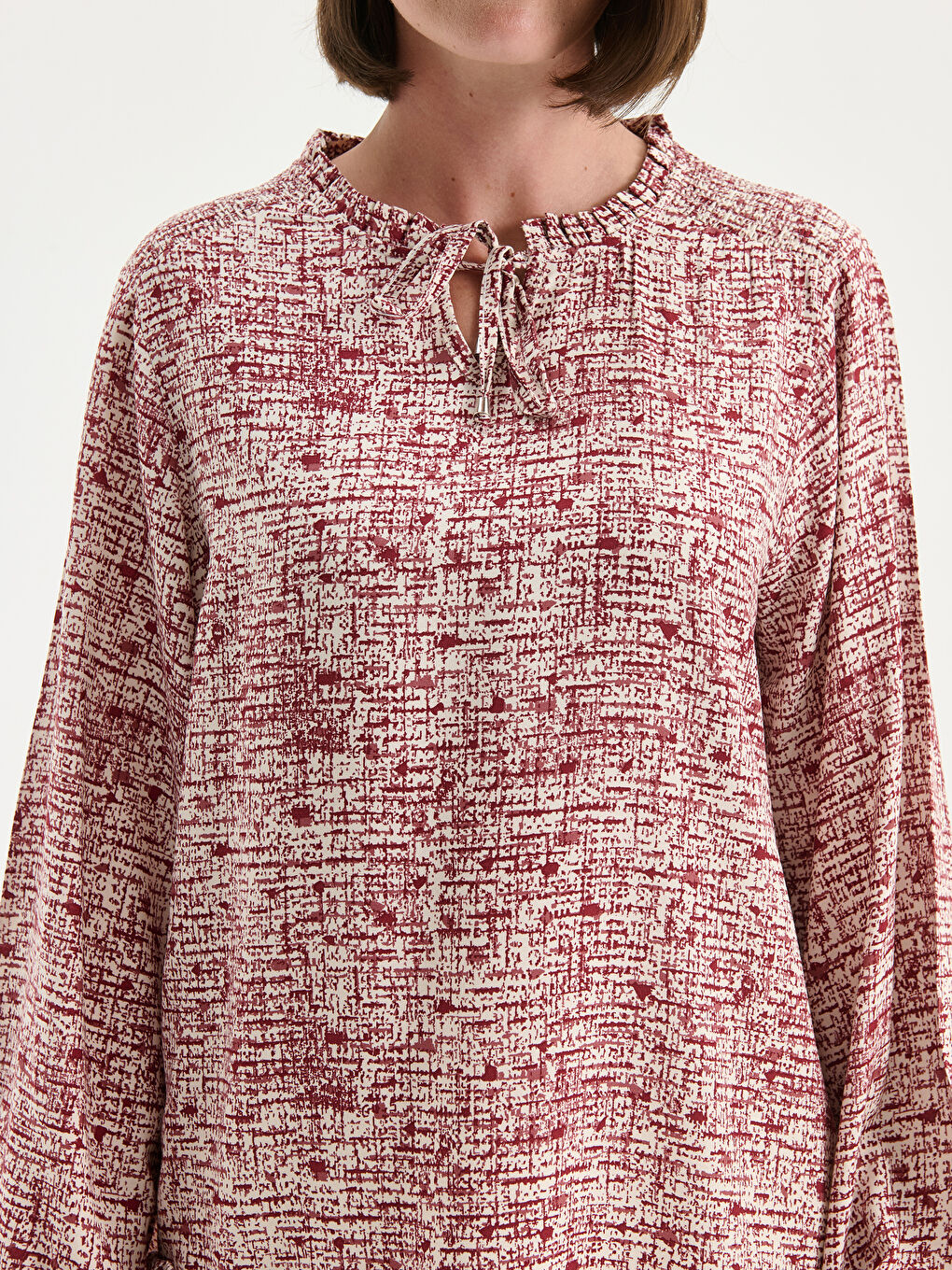 Tie Neck Patterned Blouse-2
