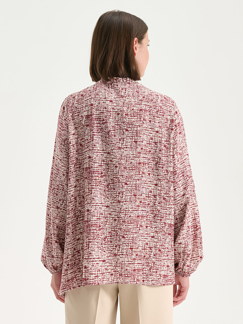 Tie Neck Patterned Blouse-3