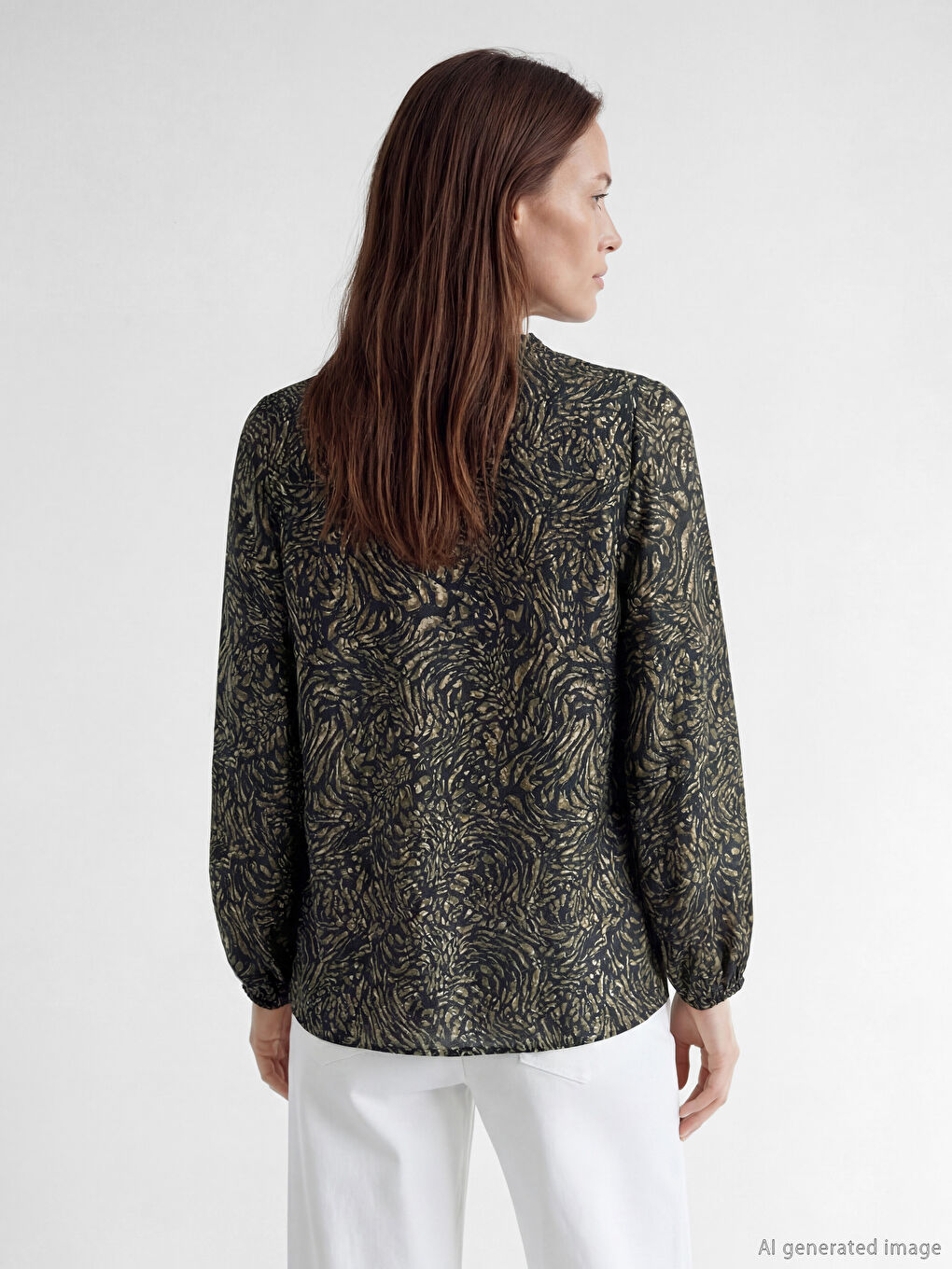 Tie Neck Patterned Blouse-3