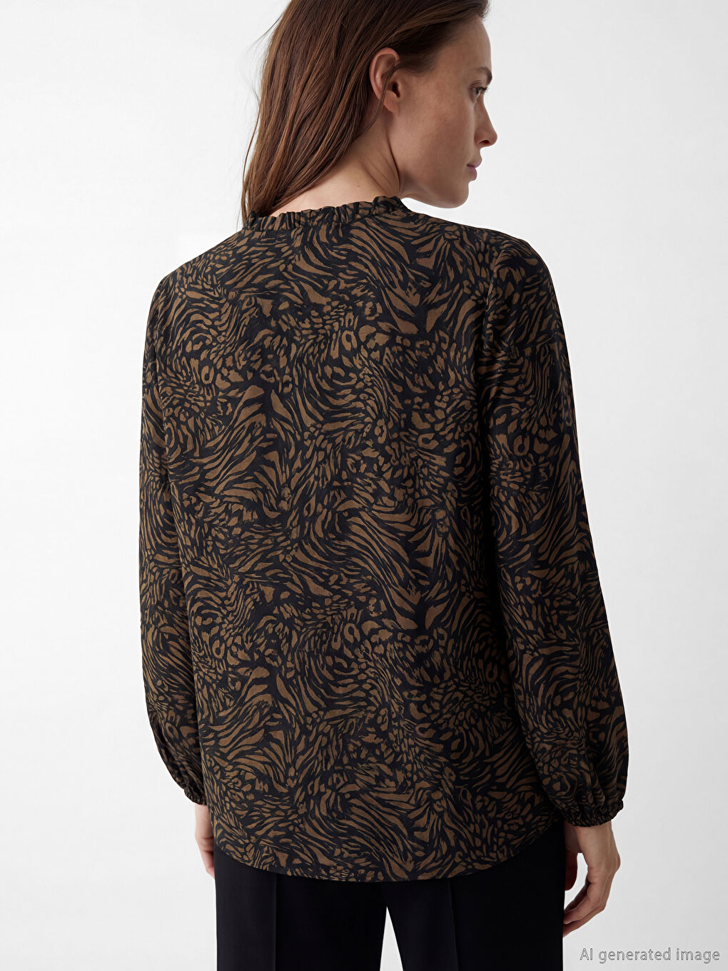 Tie Neck Patterned Blouse-7