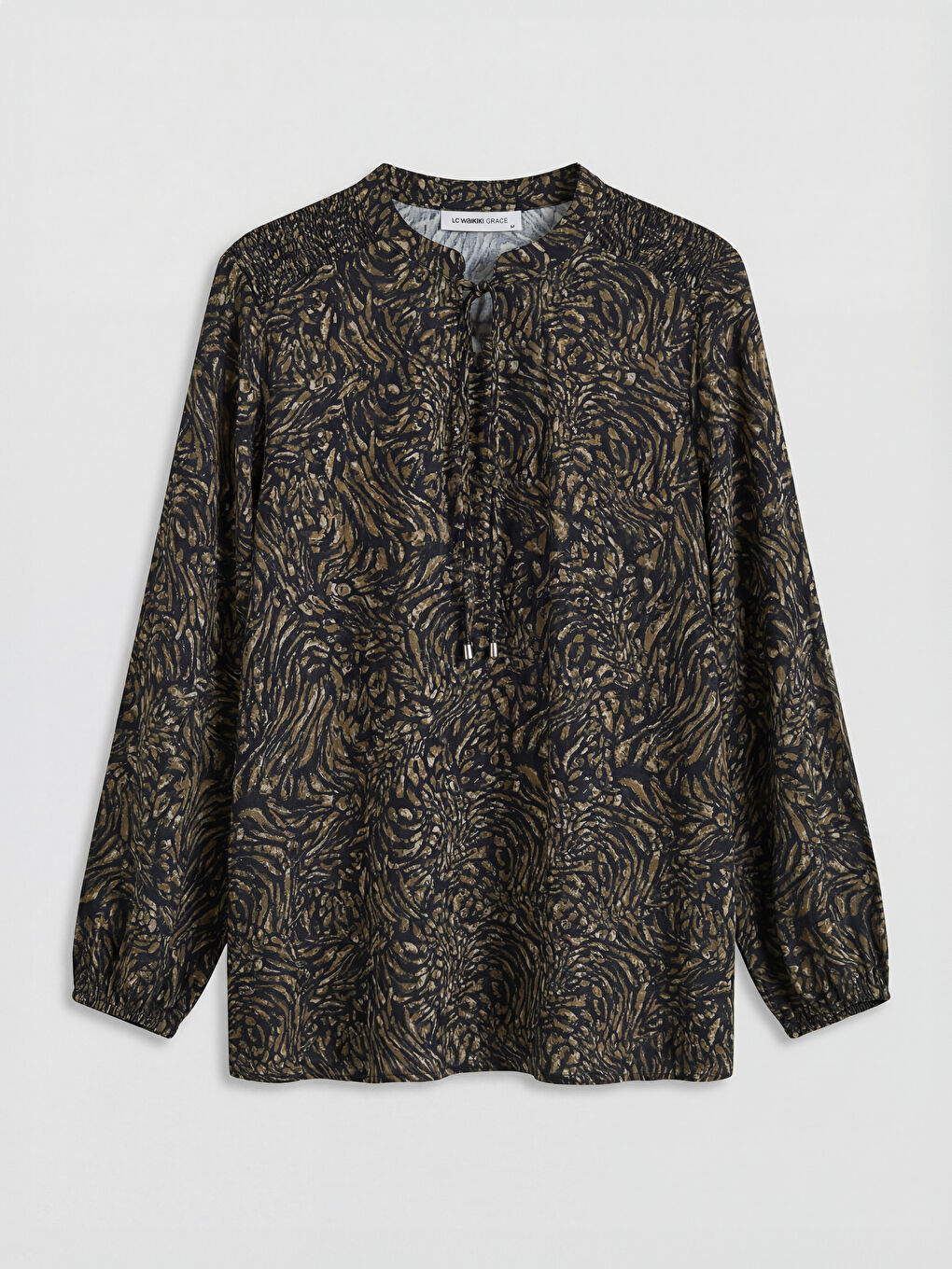 Tie Neck Patterned Blouse-7