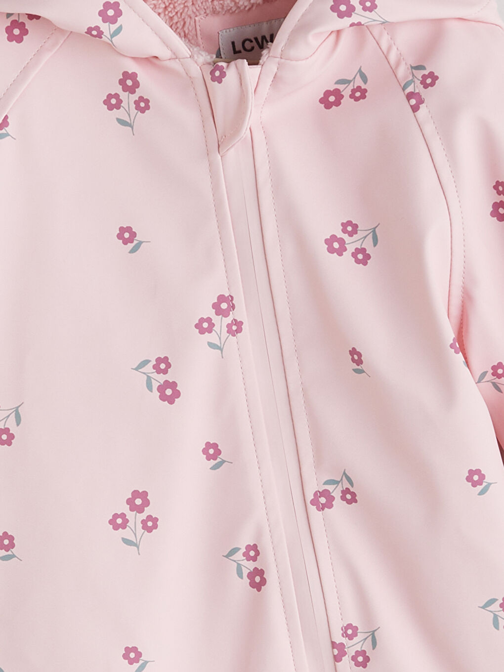 Hooded Floral Baby Girl Faux Fur Jumpsuit-1