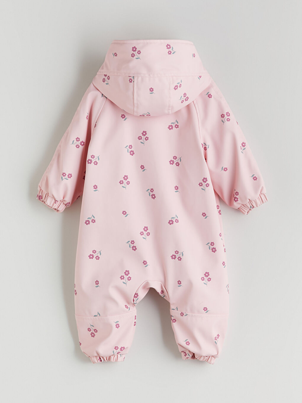 Hooded Floral Baby Girl Faux Fur Jumpsuit-2