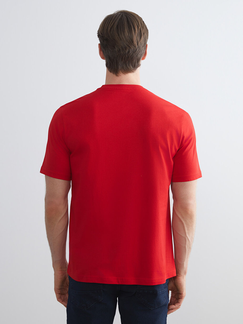 Kırmızı Bisiklet Yaka Atatürk Baskılı Penye Erkek Tişört-3