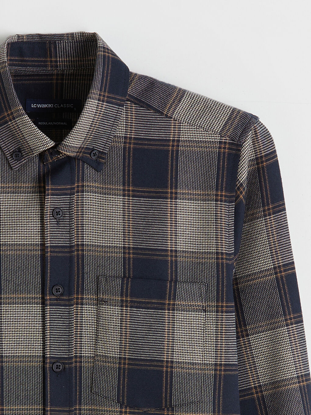 Chemise Pour Hommes Coupe Régulière à Manches Longues en Gabardine Écossaise-5