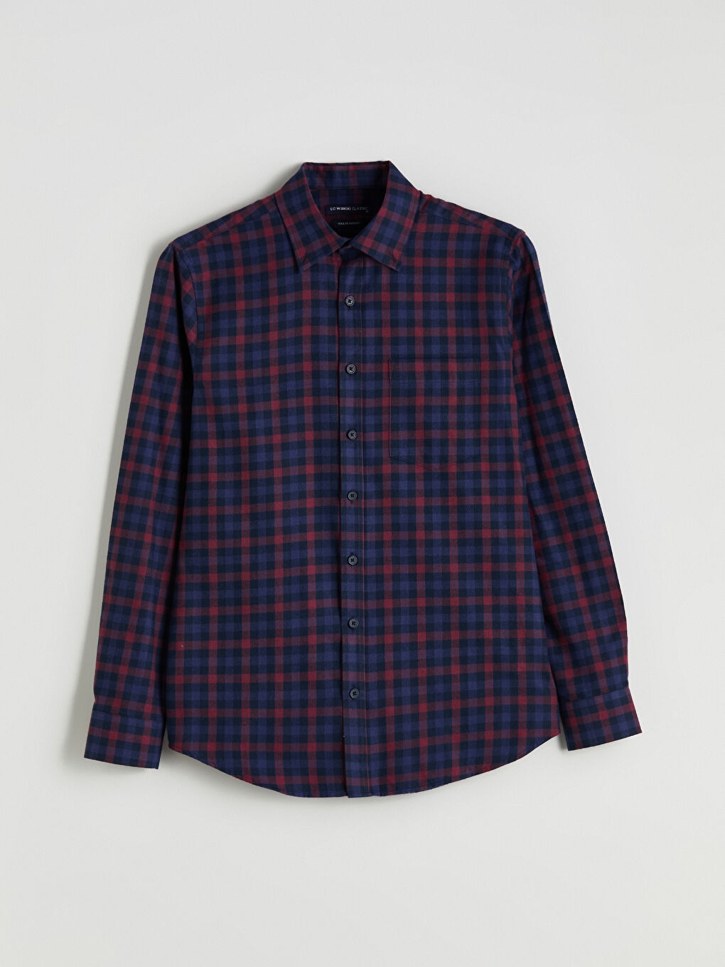 Regular Fit Long Sleeve Plaid Gabardine Men's Shirt