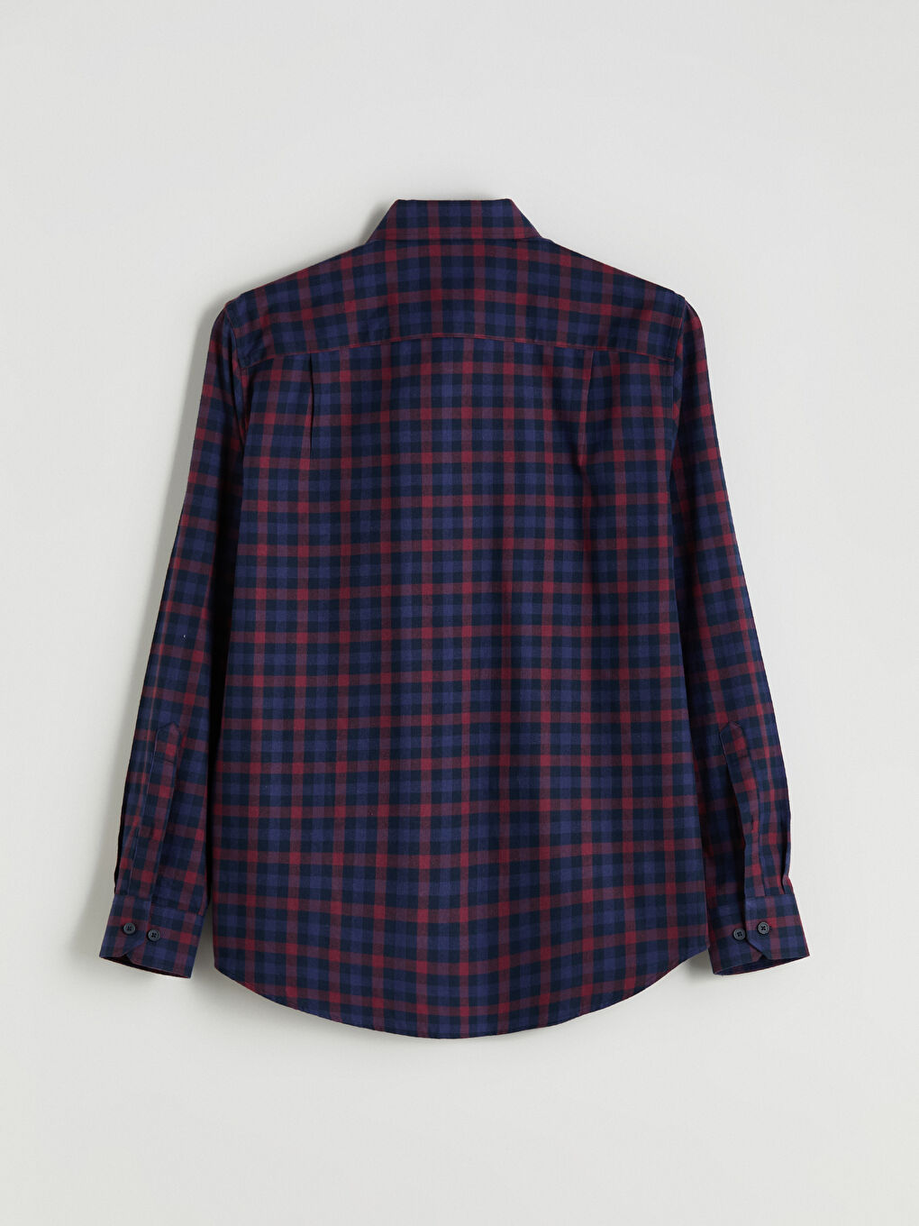 Regular Fit Long Sleeve Plaid Gabardine Men's Shirt-1