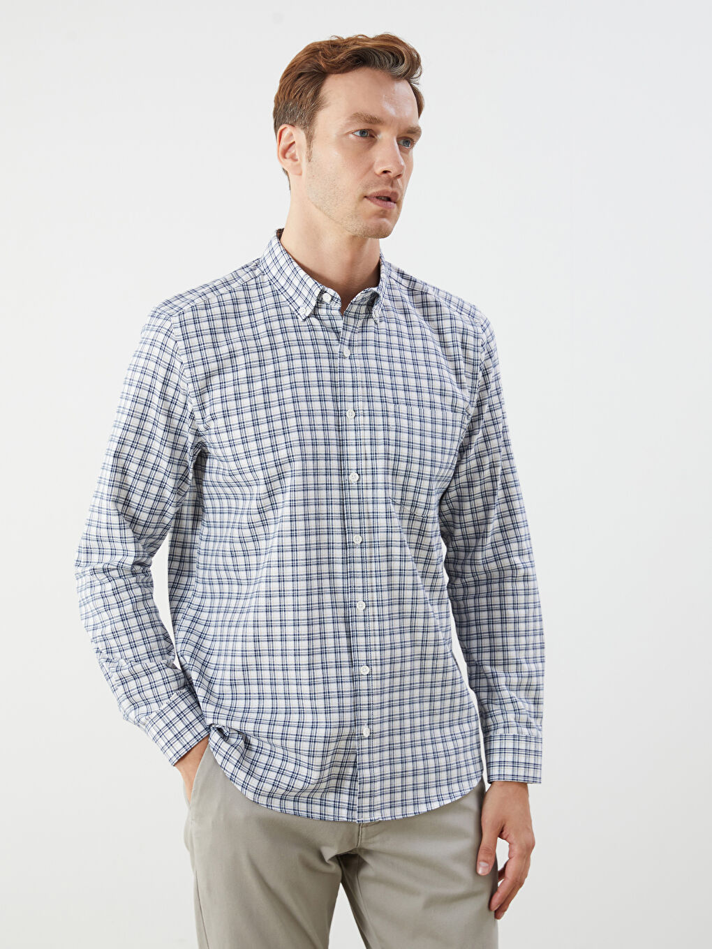 LCWAIKIKI Classic Regular Fit Long Sleeve Plaid Men's Shirt -W59673Z8-LKQ