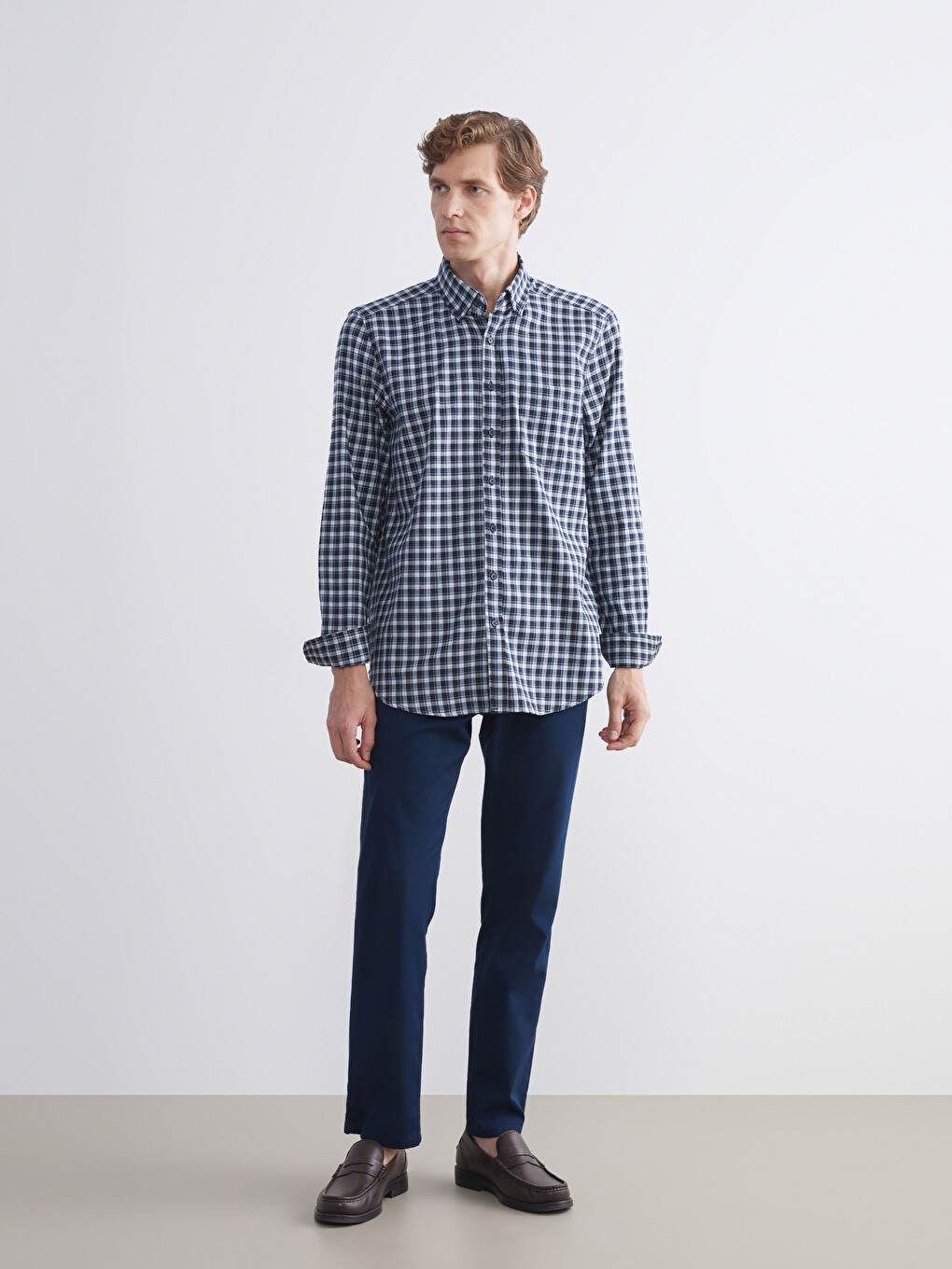 Chemise Écossaise À Manches Longues Pour Hommes Coupe Régulière-1