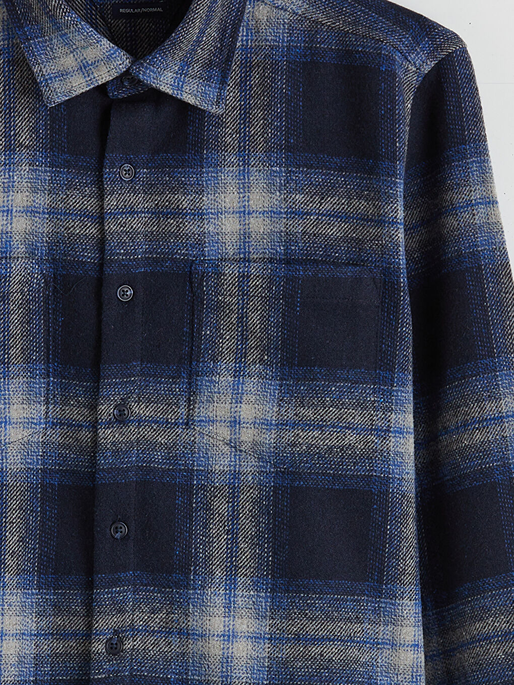 Petrol Regular Fit Ekose Gabardin Erkek Gömlek-5