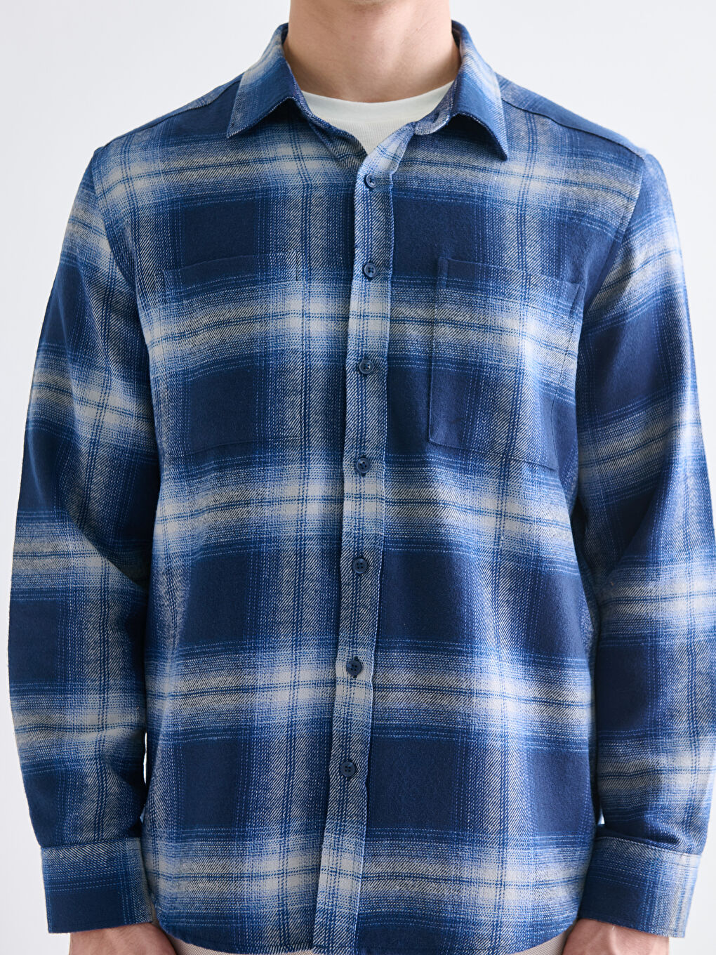 LCWAIKIKI Classic Regular Fit Long Sleeve Plaid Gabardine Men's Shirt -W59675Z8-MRR