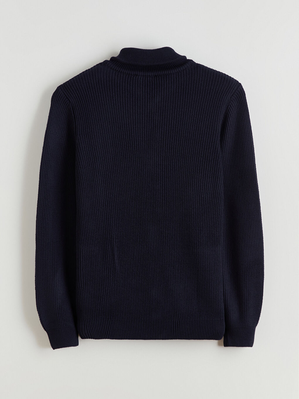 Lacivert Standart Kalıp Dik Yaka Erkek Triko Hırka-5