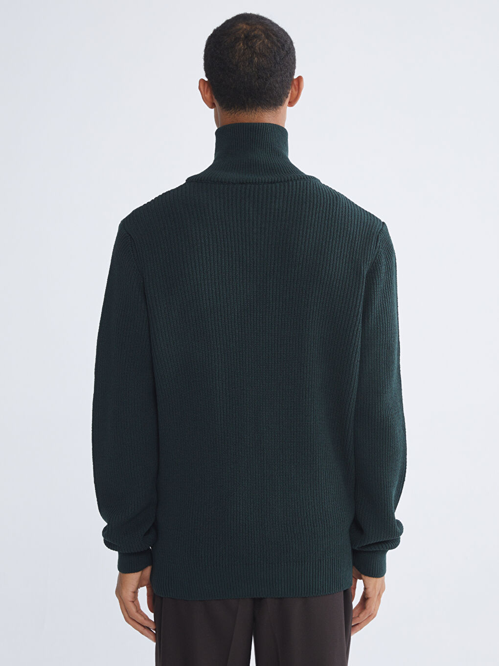 Yeşil Standart Kalıp Dik Yaka Erkek Triko Hırka-3