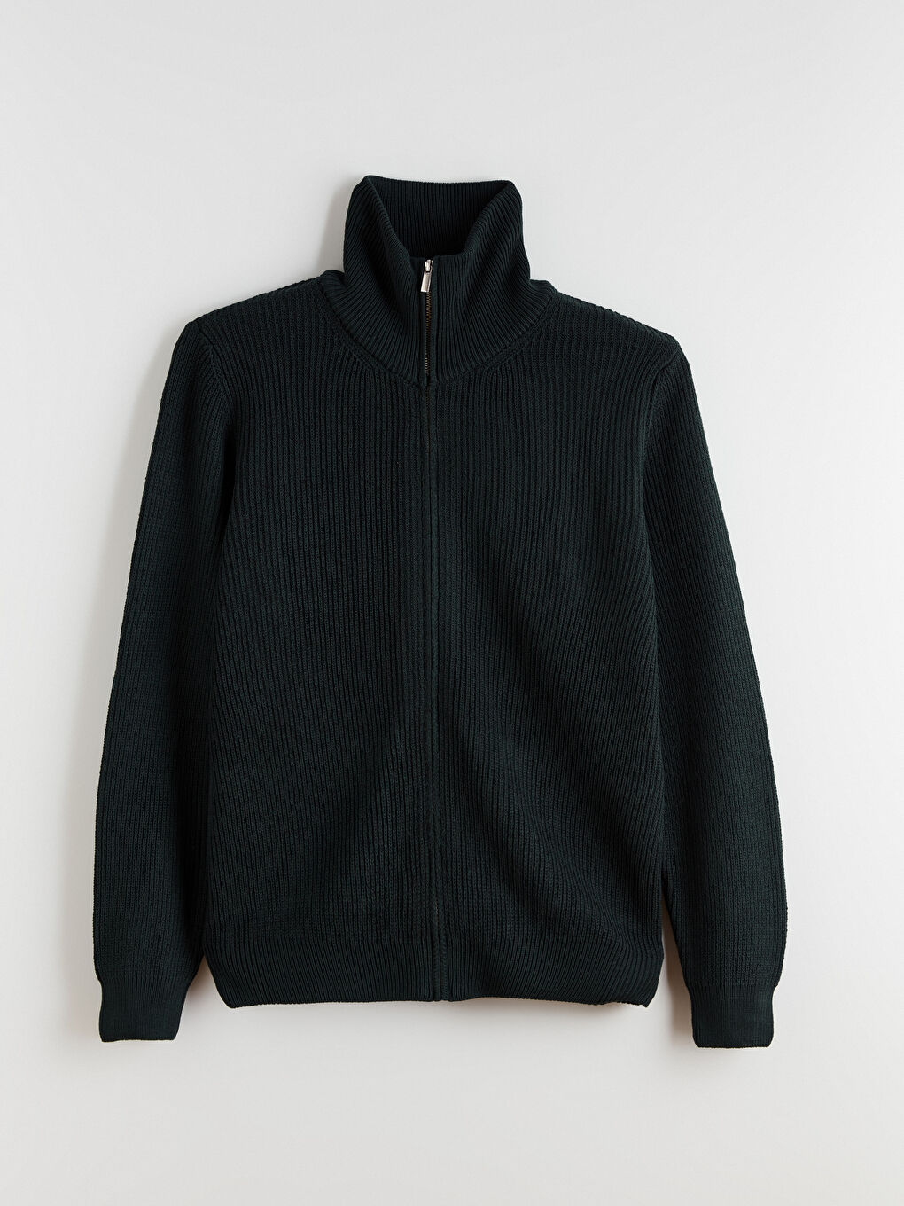 Yeşil Standart Kalıp Dik Yaka Erkek Triko Hırka-4