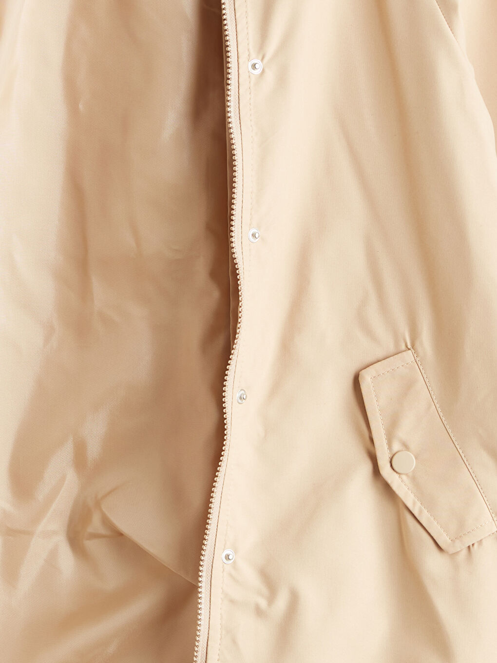 Bej Kapüşonlu Kız Çocuk Trençkot-2