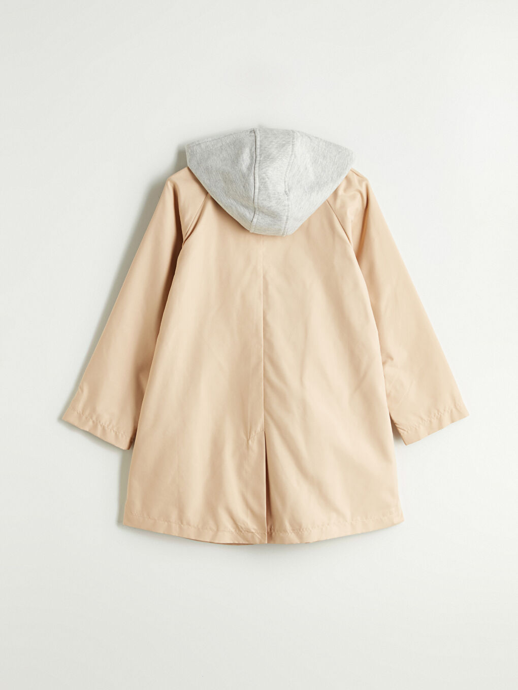 Bej Kapüşonlu Kız Çocuk Trençkot-3
