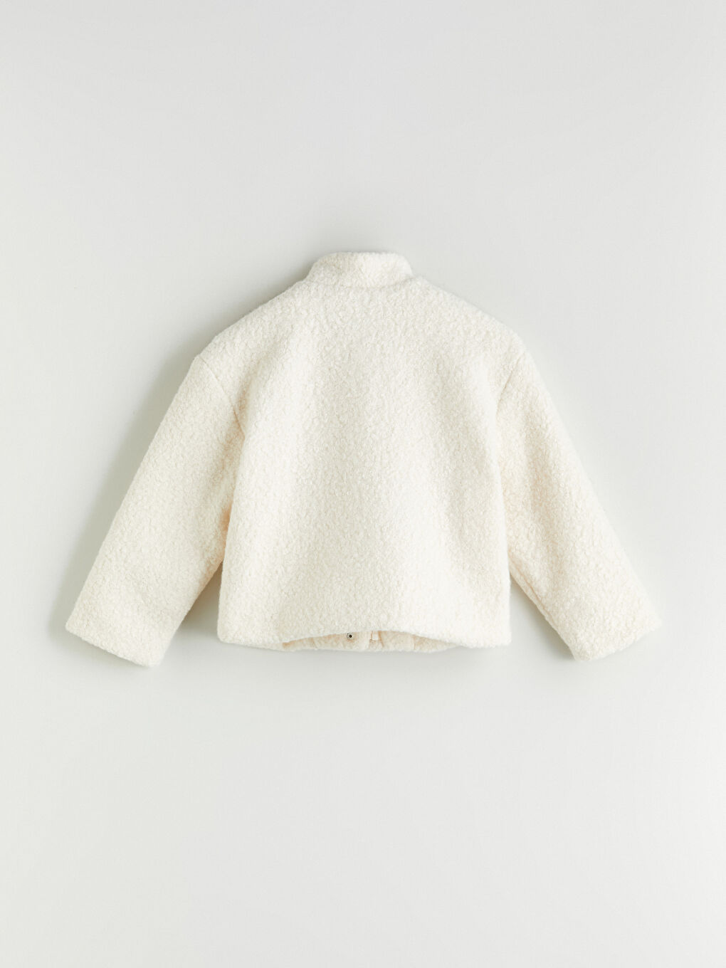 Ekru Dik Yaka Kız Çocuk Kaban-3