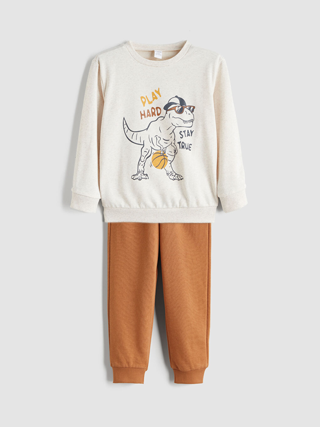 Crew Neck Printed Boy's Sweatshirt and Tracksuit Bottom 2-Pack