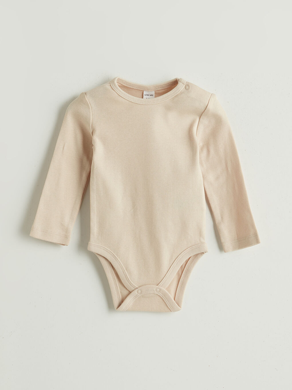 Bej Bisiklet Yaka Erkek Bebek Çıtçıtlı Bodysuit