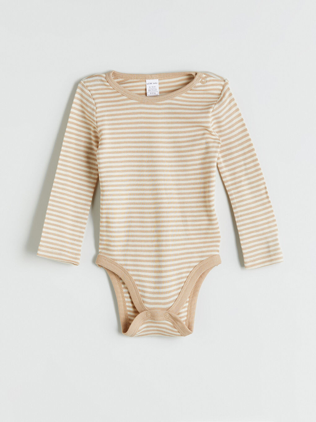 Bej Bisiklet Yaka Erkek Bebek Çıtçıtlı Bodysuit