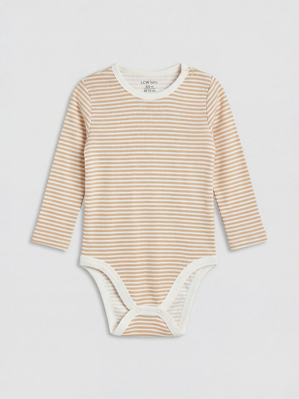 Bej Bisiklet Yaka Erkek Bebek Çıtçıtlı Body
