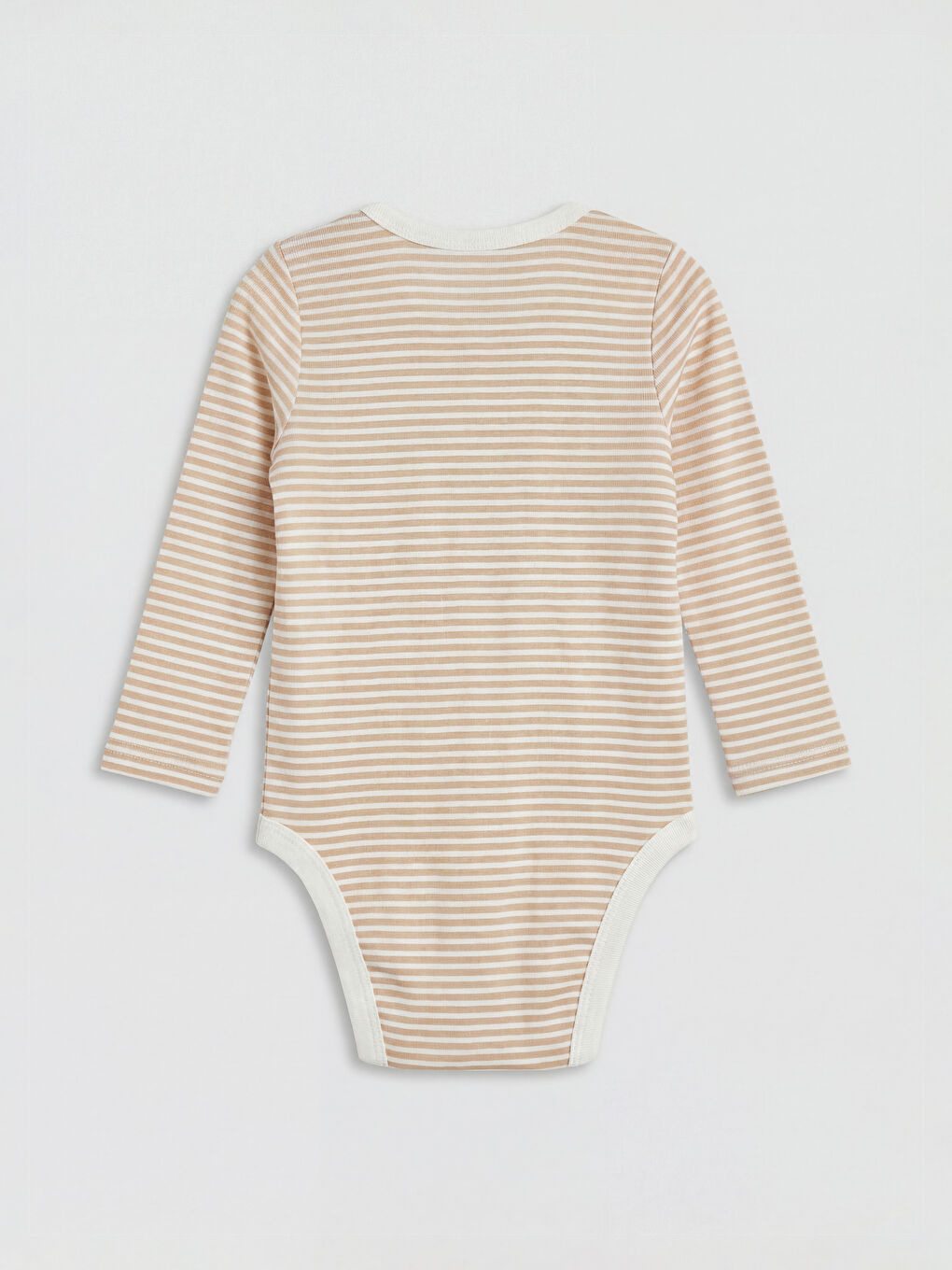 Bej Bisiklet Yaka Erkek Bebek Çıtçıtlı Body-1