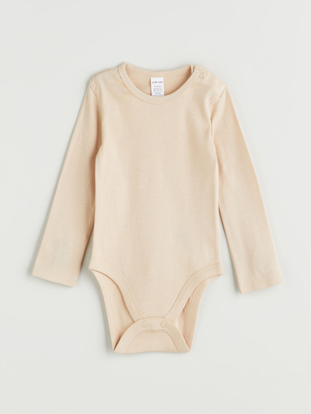 Bej Bisiklet Yaka Erkek Bebek Çıtçıtlı Body