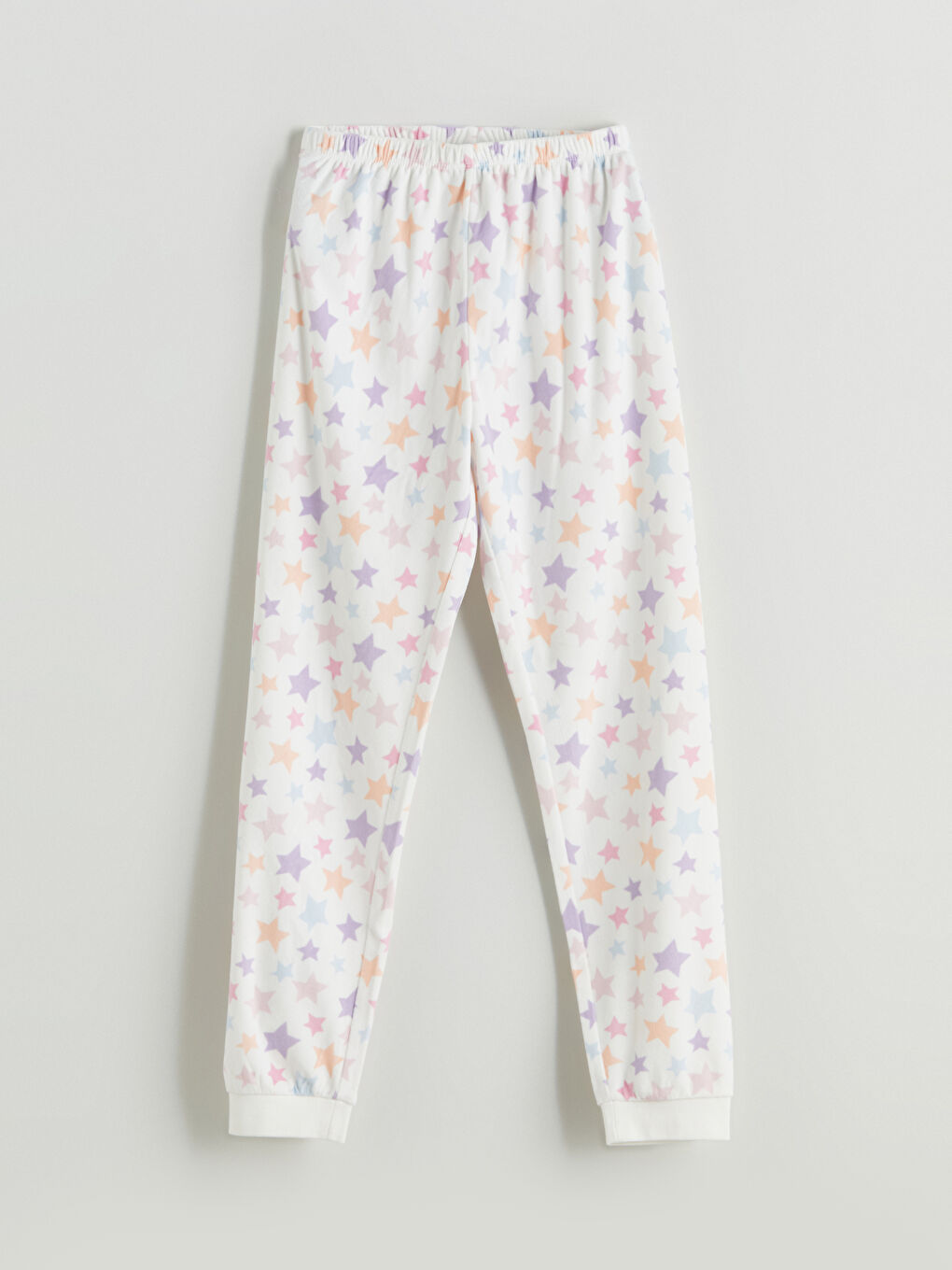 Beyaz Beli Lastikli Kız Çocuk Pijama Alt