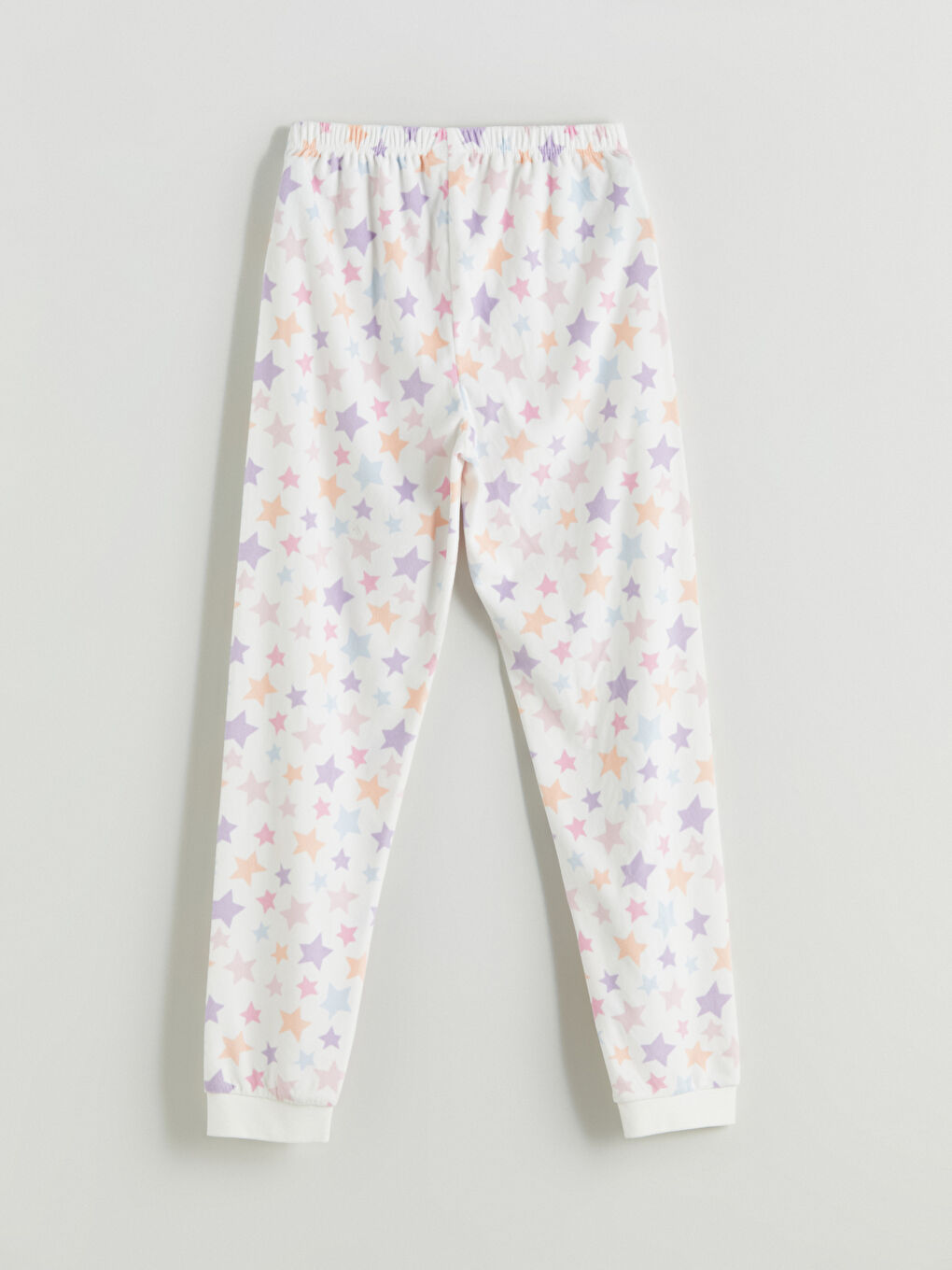 Beyaz Beli Lastikli Kız Çocuk Pijama Alt-1