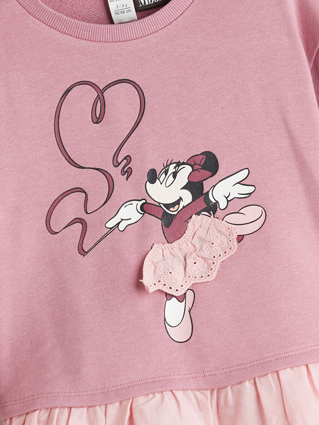 Crew Neck Thick Minnie Mouse Printed Girls' Sweatshirt-1