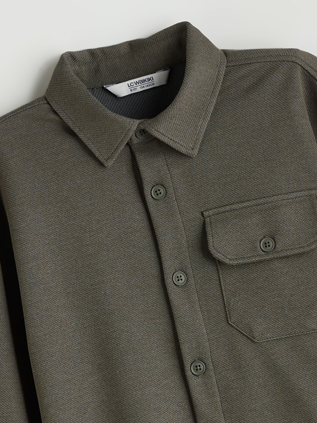 Haki Uzun Kollu Erkek Çocuk Gömlek-1