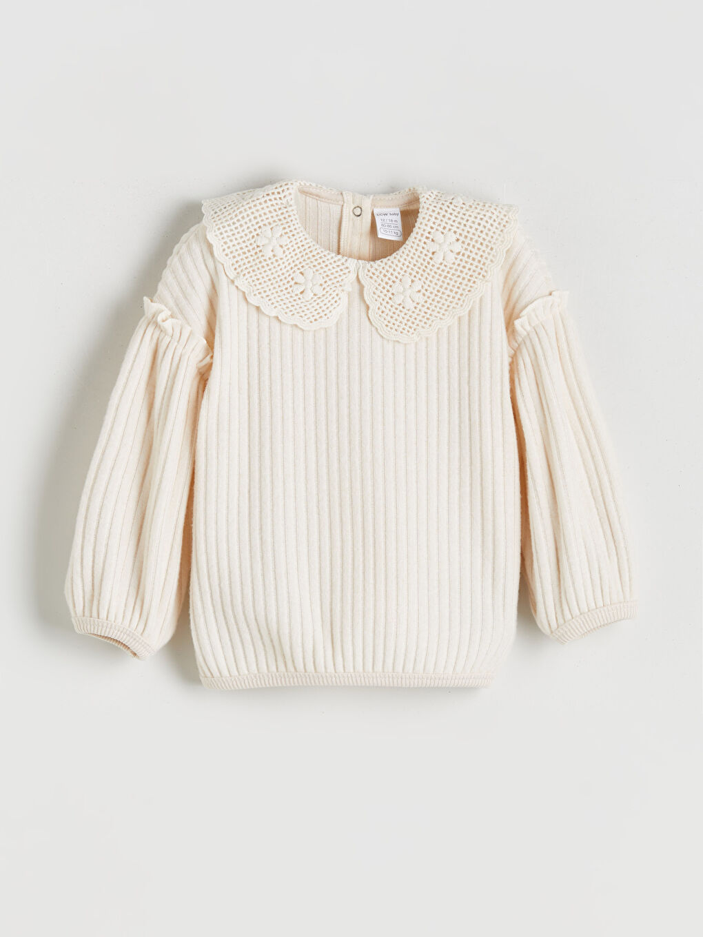 Bej Bebe Yaka Kız Bebek Sweatshirt ve Tayt Pantolon 2'li-1